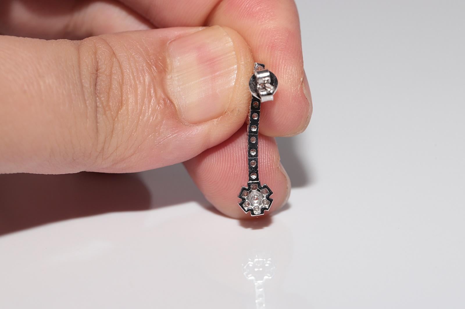 18k Gold New Made Natural Diamond Decorated Drop Earring in vendita 3