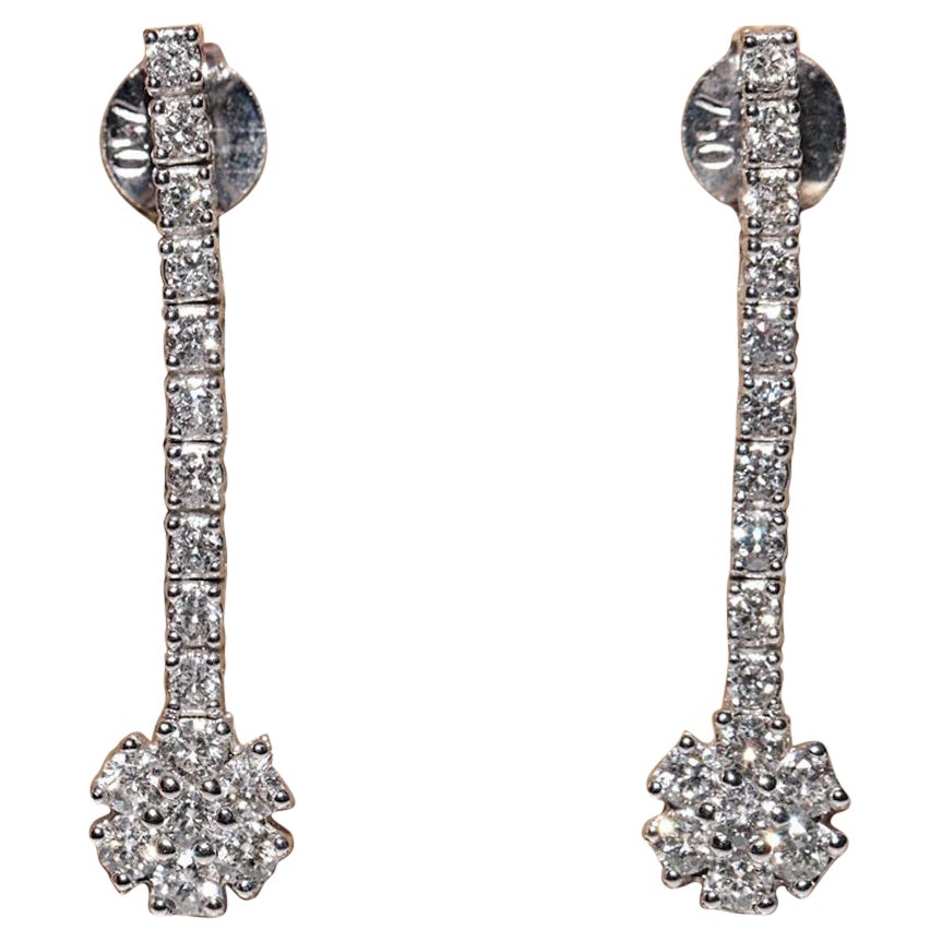 Boucle d
oreille pendante en or 18k New Made Natural Diamond Decorated