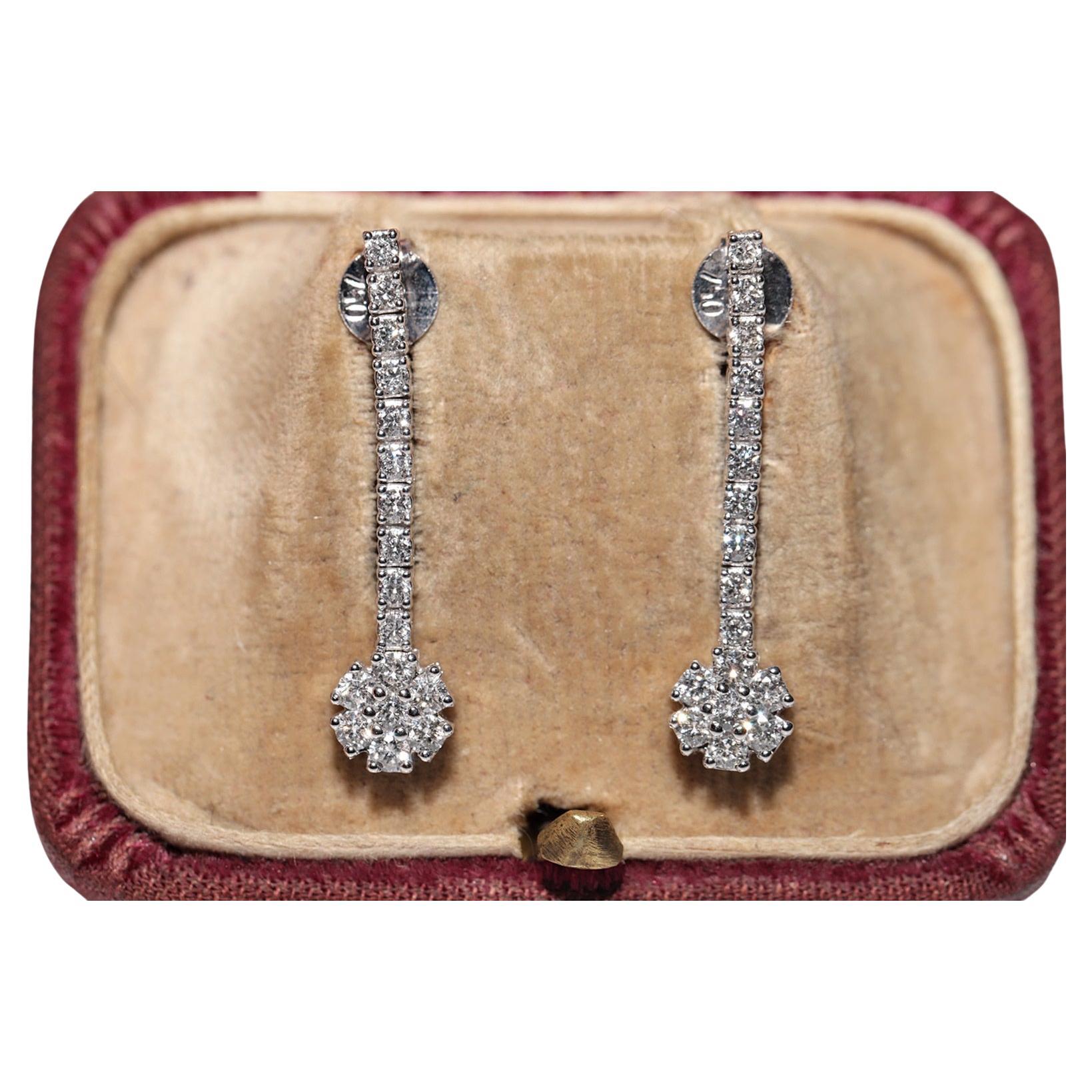 18k Gold New Made Natural Diamond Decorated Drop Earring