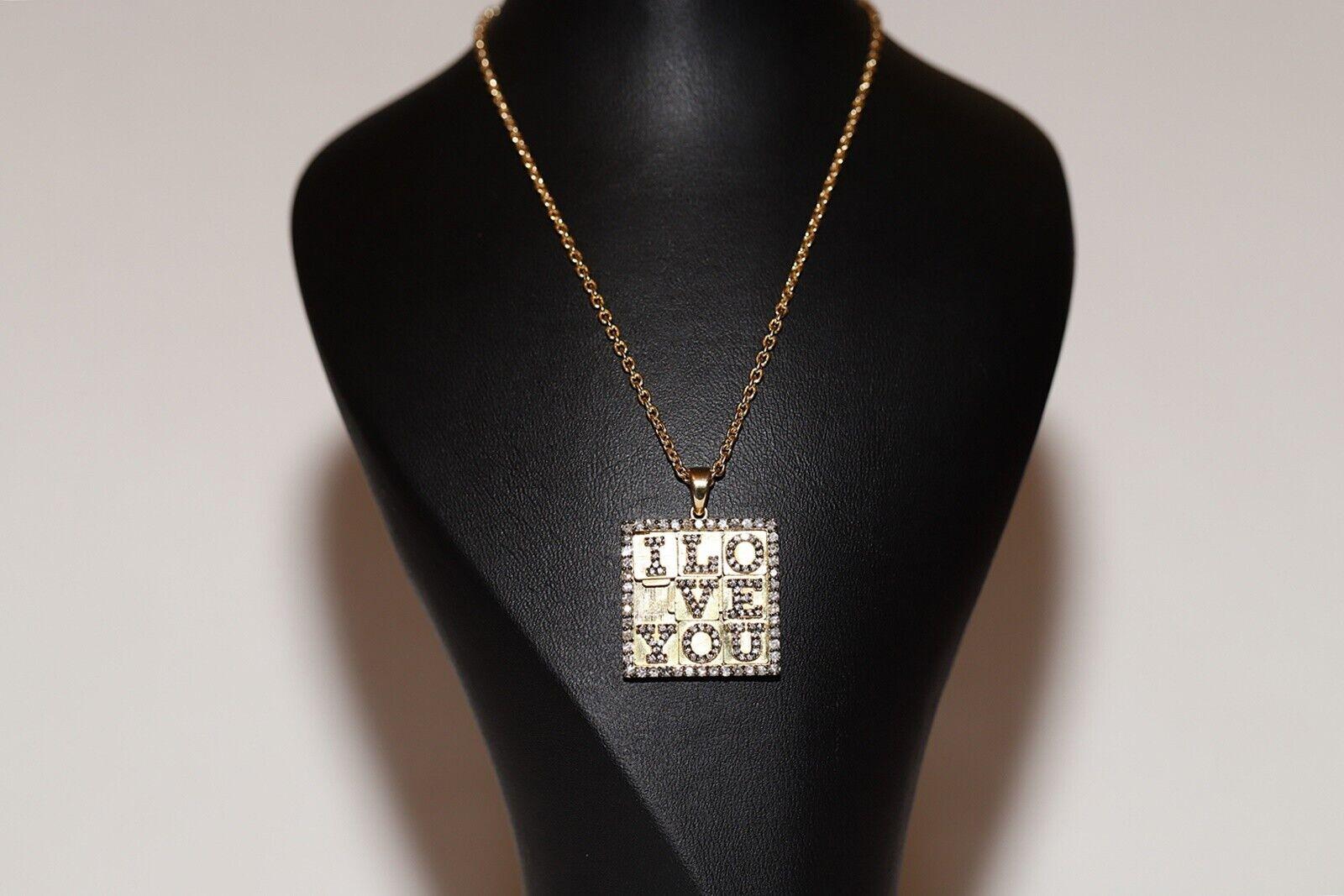 Diamante naturale decorato in oro 18 carati &New Made  Collana con ciondolo I+I ti amo scritto in vendita 4