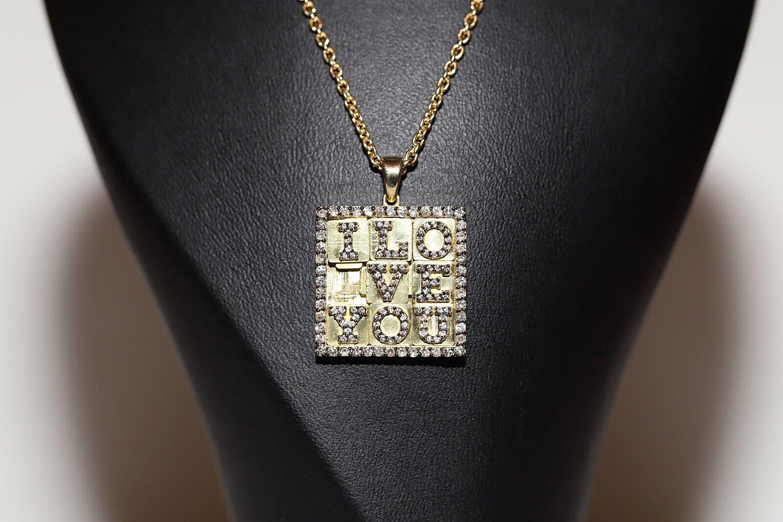 Diamante naturale decorato in oro 18 carati &New Made  Collana con ciondolo I+I ti amo scritto in vendita 5