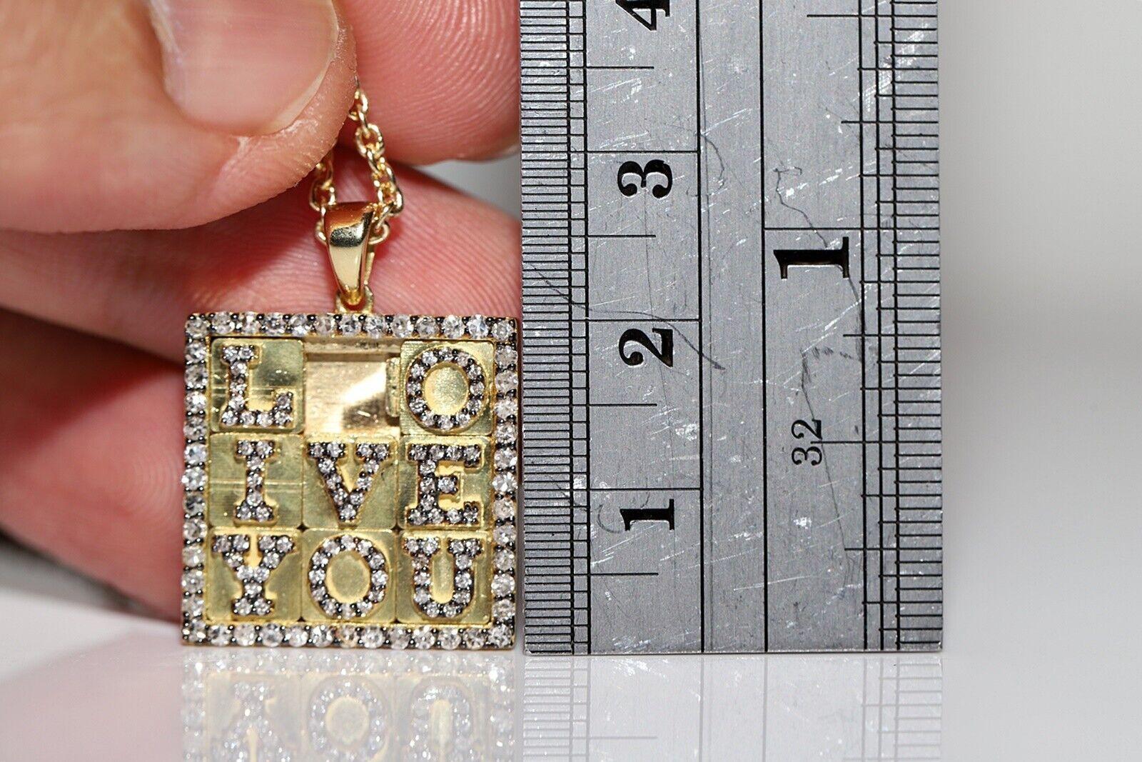 Donna Diamante naturale decorato in oro 18 carati &New Made  Collana con ciondolo I+I ti amo scritto in vendita