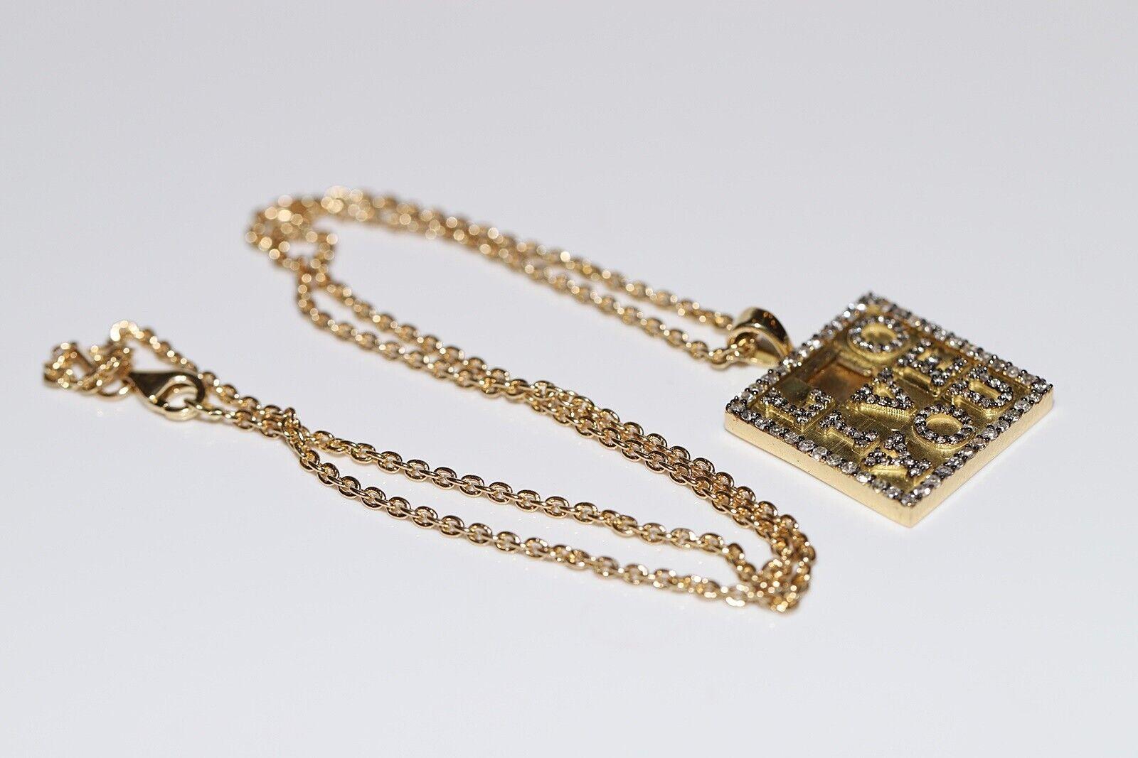 Diamante naturale decorato in oro 18 carati &New Made  Collana con ciondolo I+I ti amo scritto in vendita 2