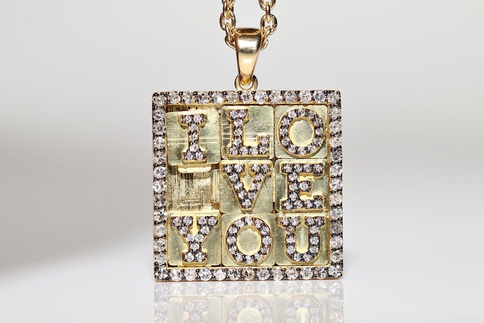Diamante naturale decorato in oro 18 carati &New Made  Collana con ciondolo I+I ti amo scritto in vendita 3