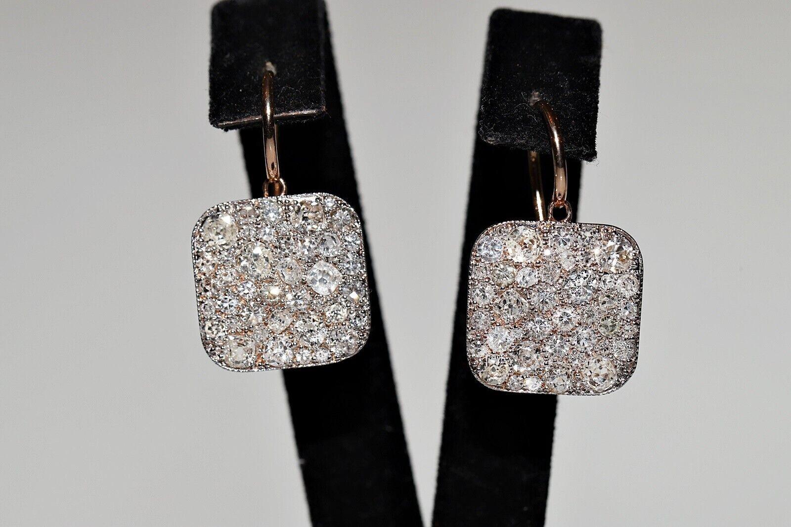 18k Gold New Made Natural Diamond Decorated Pretty Earring  For Sale 7