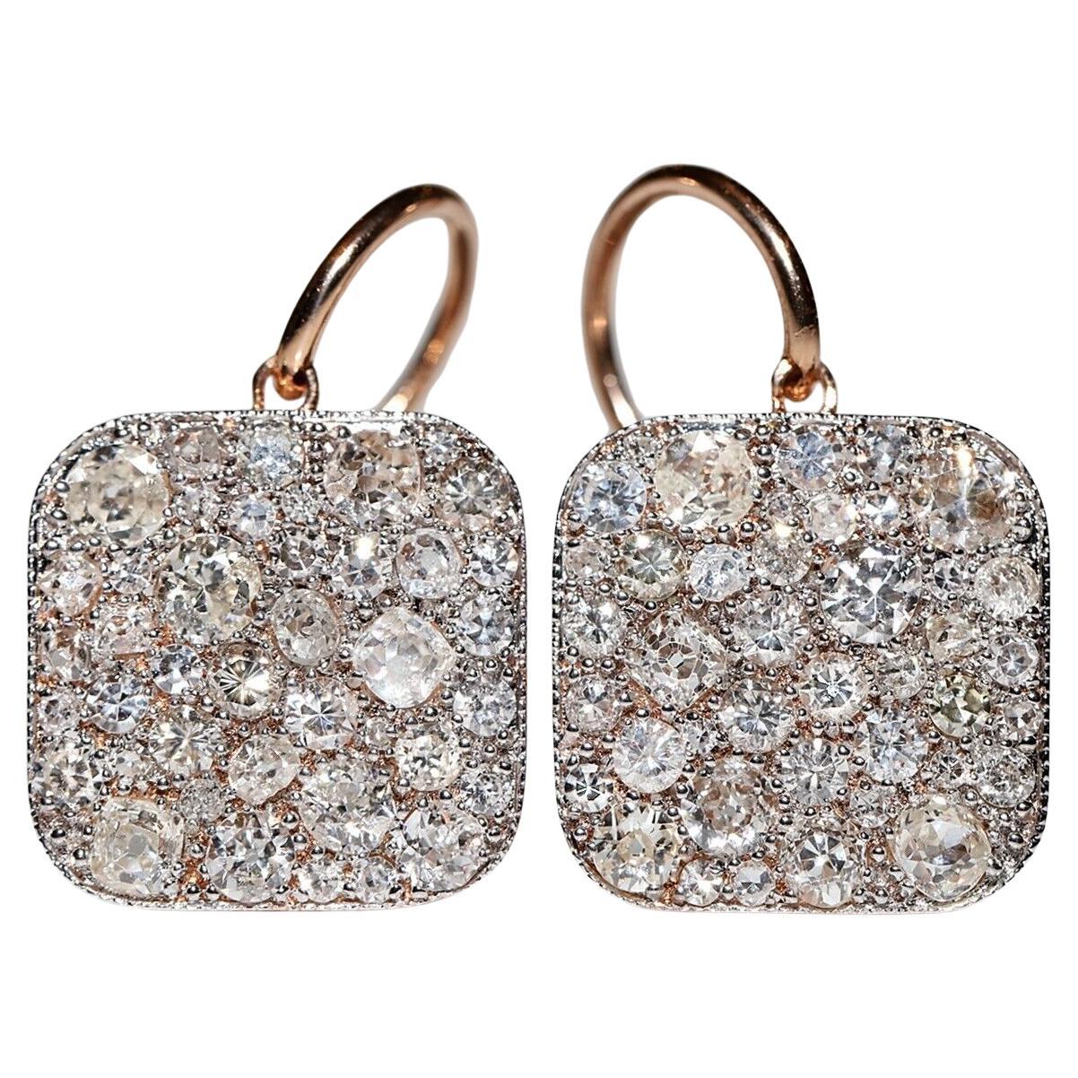 18 Karat Gold Neuer natürlicher Diamant-Dekorierter hübscher Ohrring mit Diamanten 