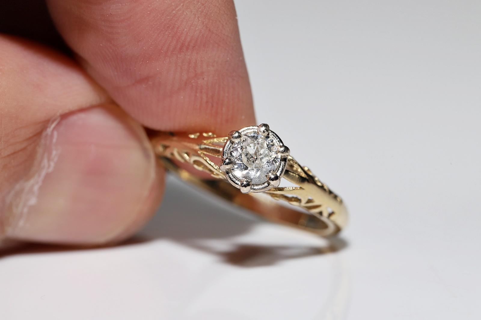 18k Gold New Made Natural Diamond Decorated Solitaire Ring For Sale 5