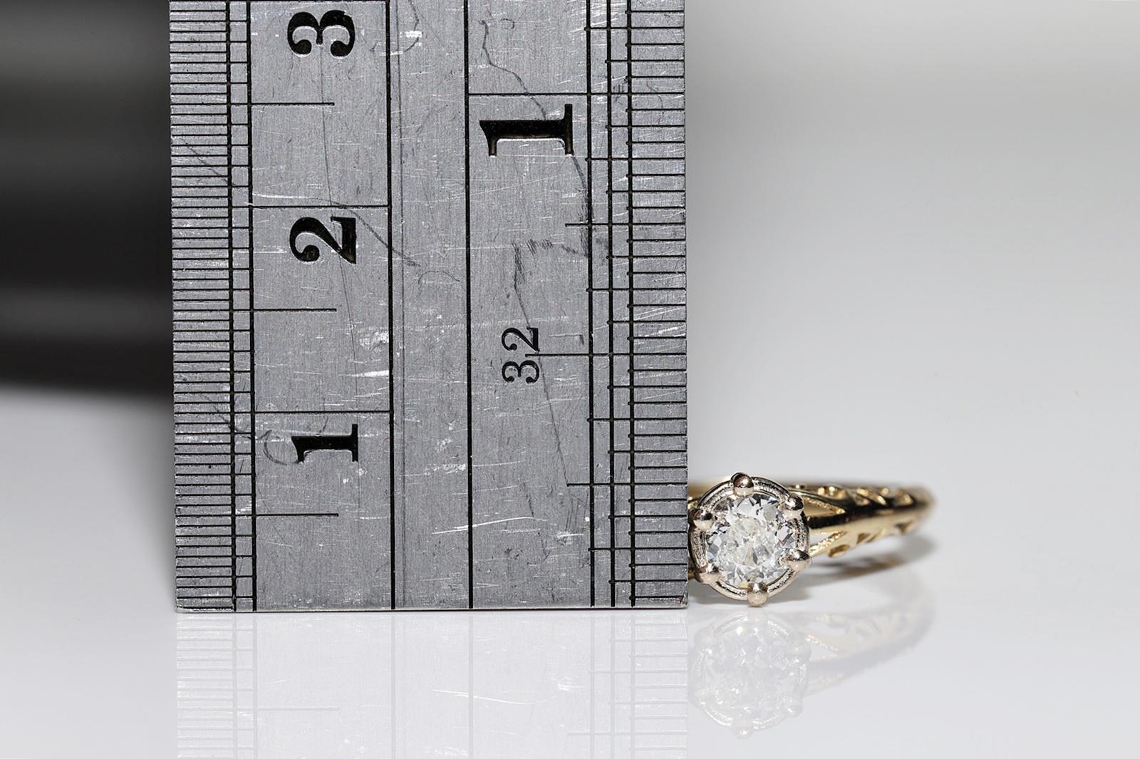 18k Gold New Made Natural Diamond Decorated Solitaire Ring For Sale 6