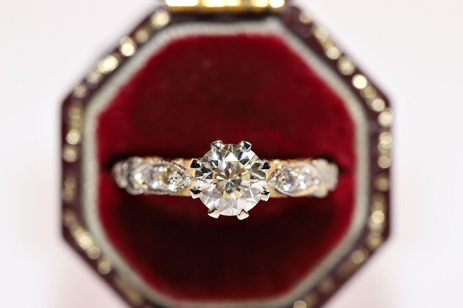 Anello solitario decorato con diamanti naturali in oro 18 carati di nuova produzione in vendita 7
