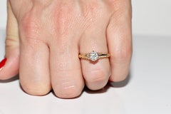 18k Gold New Made Natural Diamond Decorated Solitaire Ring