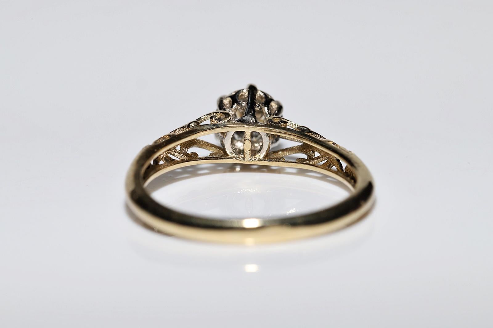 18k Gold New Made Natural Diamond Decorated Solitaire Ring For Sale 3