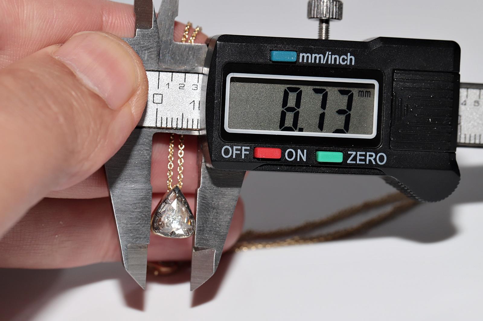 Collier solitaire en or 18 carats, neuf, avec pendentif en diamants taille rose en vente 4