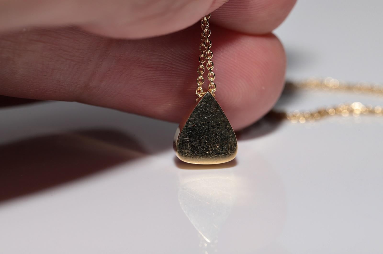 18k Gold New Made Natural Drop Rose Cut Diamond Pendant Solitaire Necklace For Sale 6