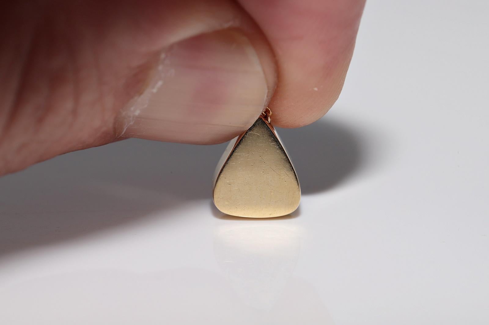 18k Gold New Made Natural Drop Rose Cut Diamond Pendant Solitaire Necklace For Sale 9