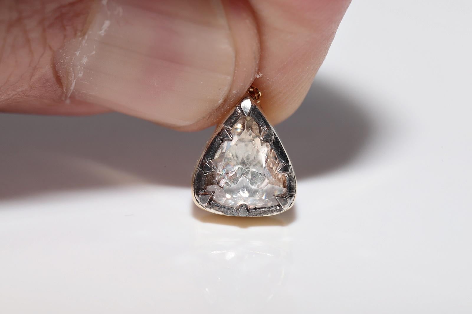 Collier solitaire en or 18 carats, neuf, avec pendentif en diamants taille rose en vente 10