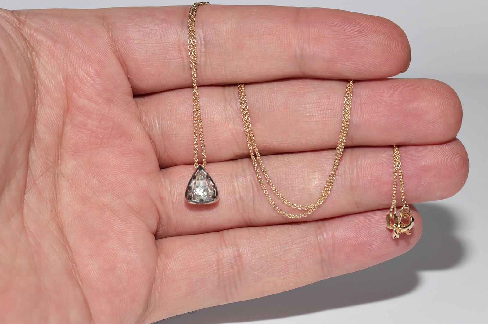 Collier solitaire en or 18 carats, neuf, avec pendentif en diamants taille rose en vente 3