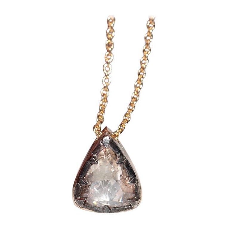 Collana con ciondolo solitario in oro 18k &New Nature con diamante taglio rosa