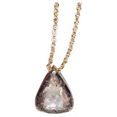 Collier solitaire en or 18 carats, neuf, avec pendentif en diamants taille rose