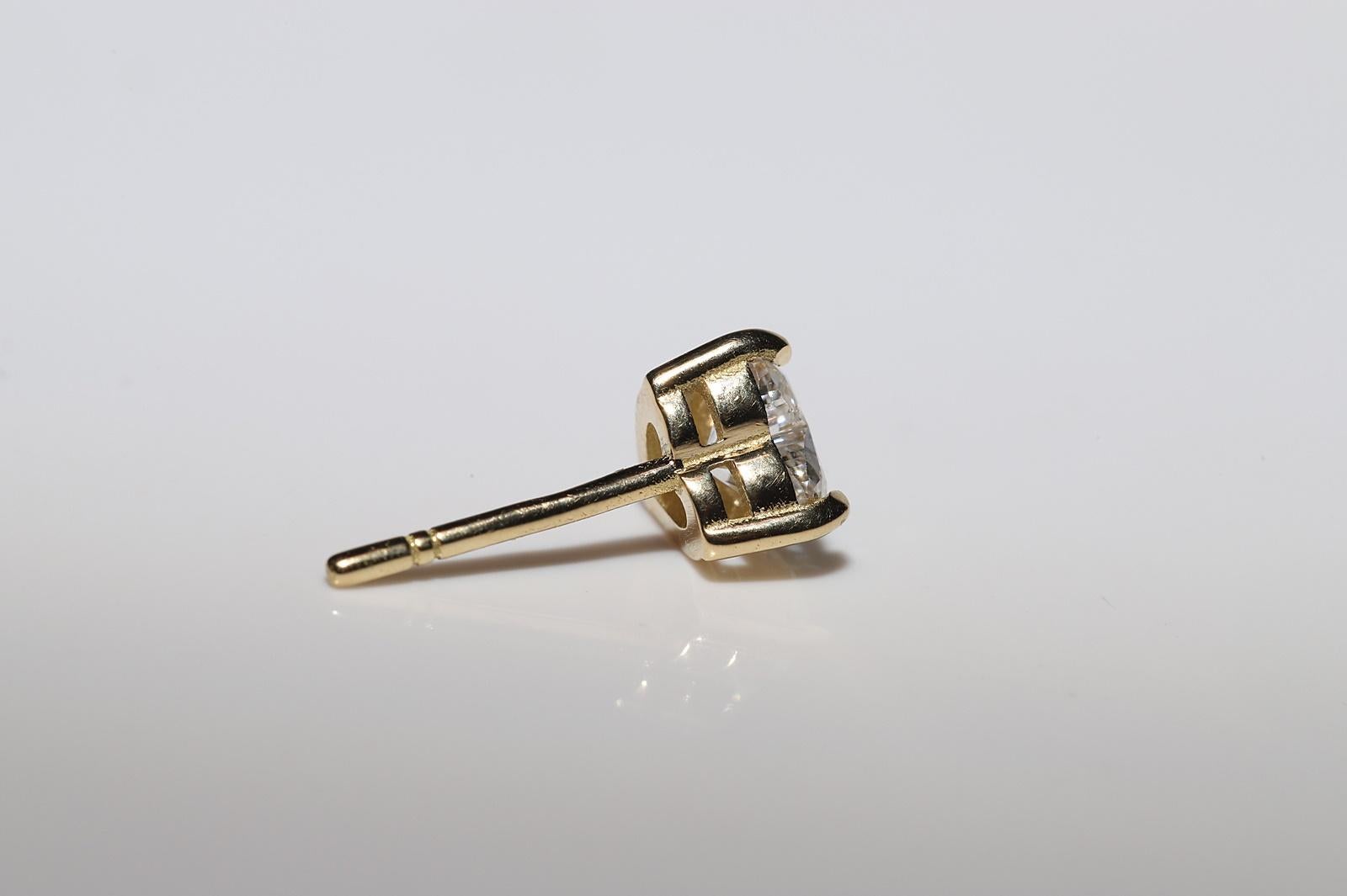 Pendiente solitario decorado con diamantes naturales talla corazón en oro de 18k de nueva factura en venta 6