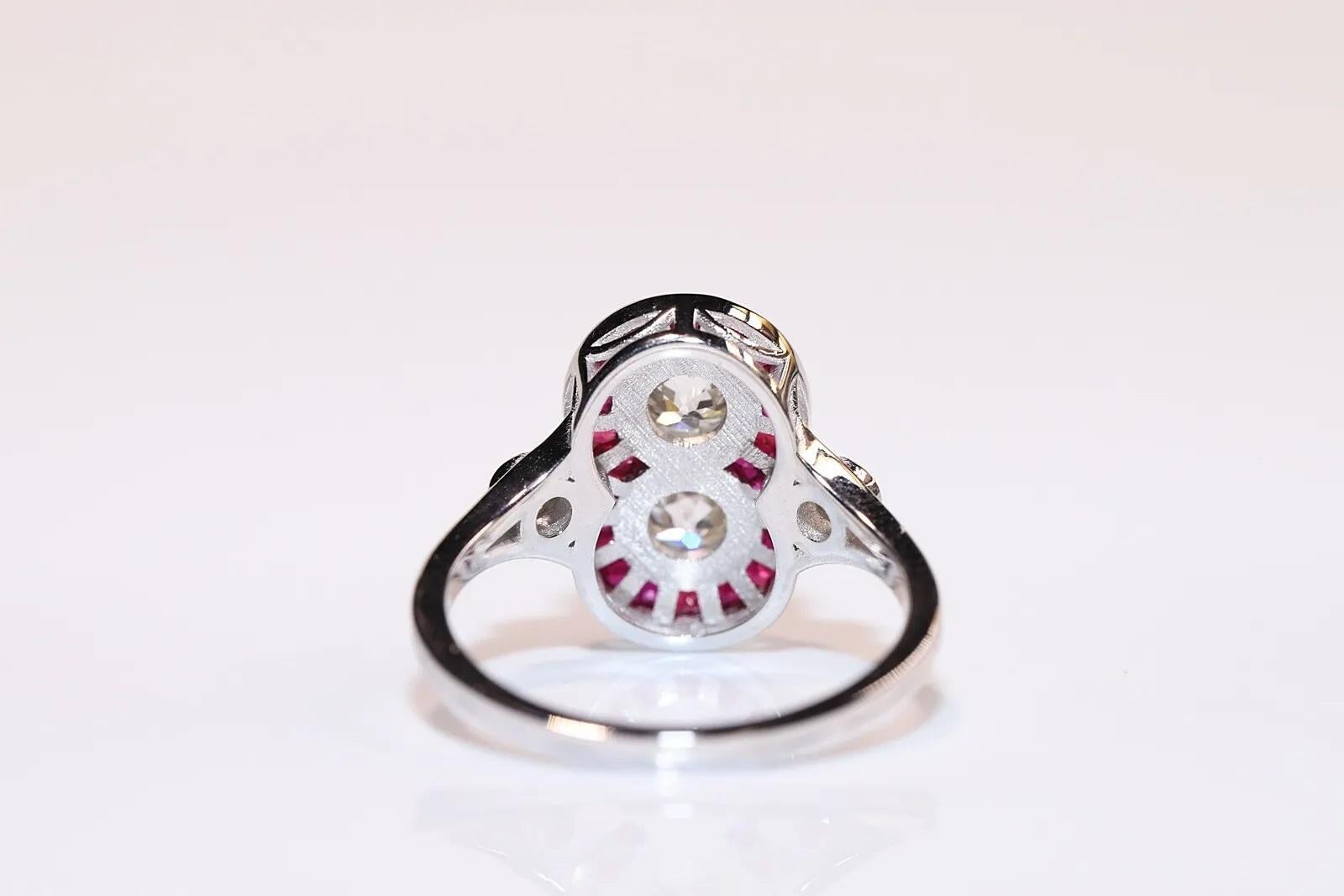 Bague décorée de diamants taille ancienne et de rubis calibrés en or 18 carats, de fabrication naturelle, neuve Pour femmes en vente