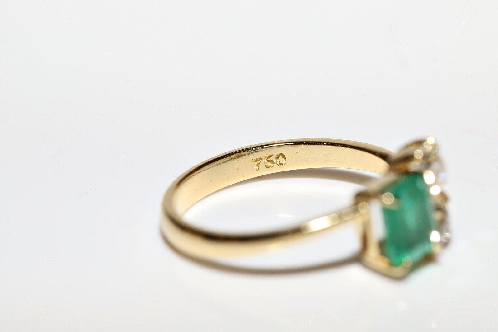 18 Karat Gold Neuer natürlicher Altschliff Diamant und Smaragd Dekorierter Ring mit Smaragd  im Angebot 7