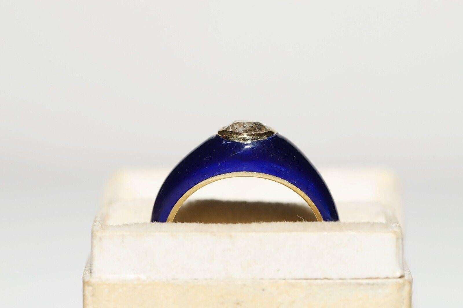 18k Gold New Made Natural Old Cut Diamond Decorated Solitaire Ring For Sale 8