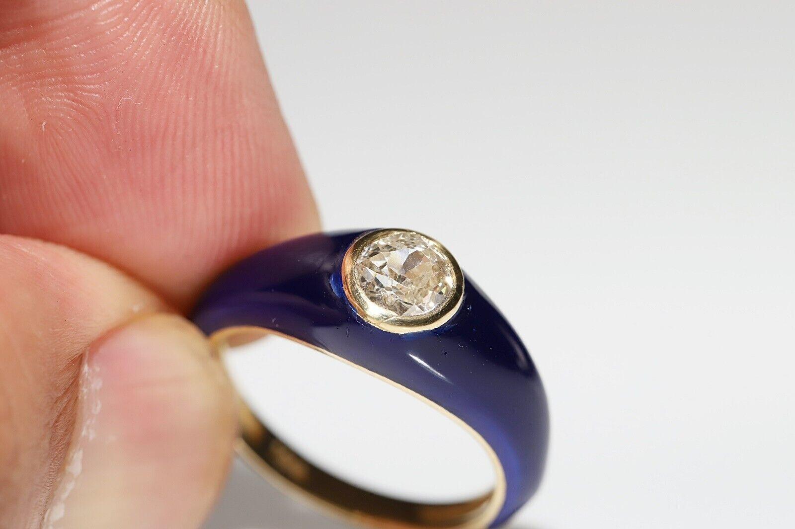 Bague solitaire en or 18k New Made Natural Old Cut Diamond Decorated Solitaire Ring Pour femmes en vente