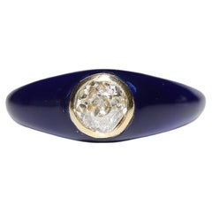 18 Karat Gold Neuer natürlicher Solitär-Ring mit Diamant im Altschliff, dekoriert