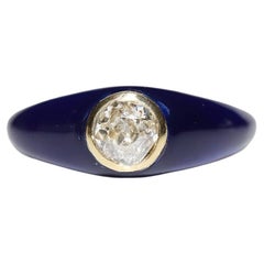 18k Gold New Made Natural Old Cut Diamond Decorated Solitaire Ring