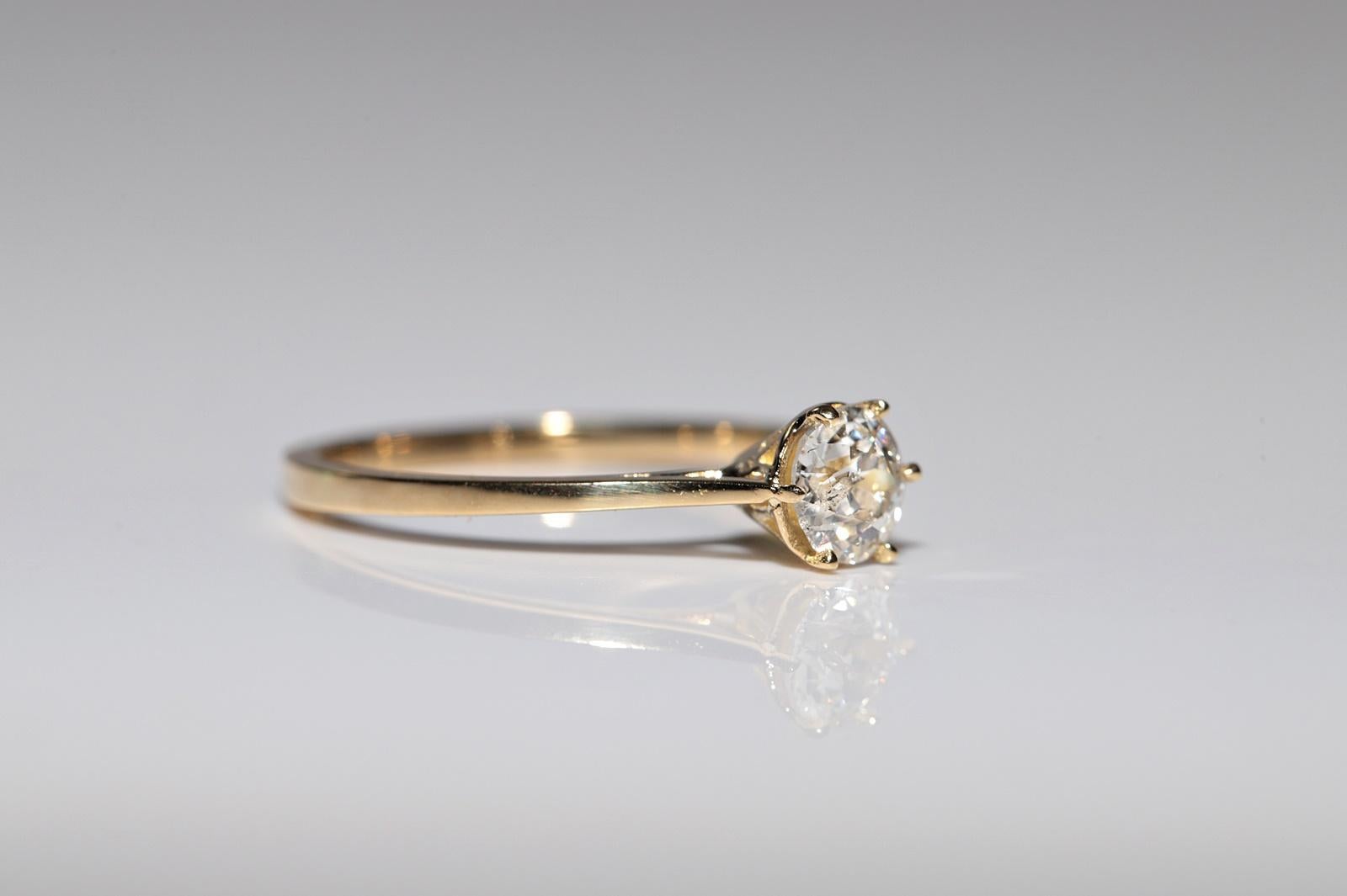 18k Gold New Made Natural Old Cut Diamond Decorated Solitaire Wedding Ring In New Condition For Sale In Fatih/İstanbul, 34
