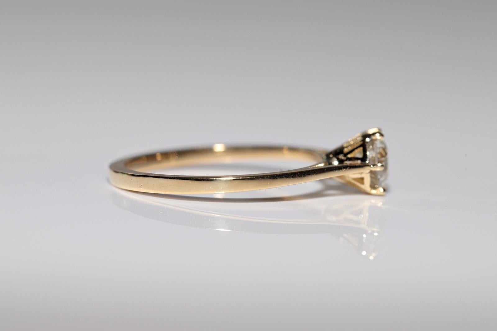 Women's 18k Gold New Made Natural Old Cut Diamond Decorated Solitaire Wedding Ring For Sale