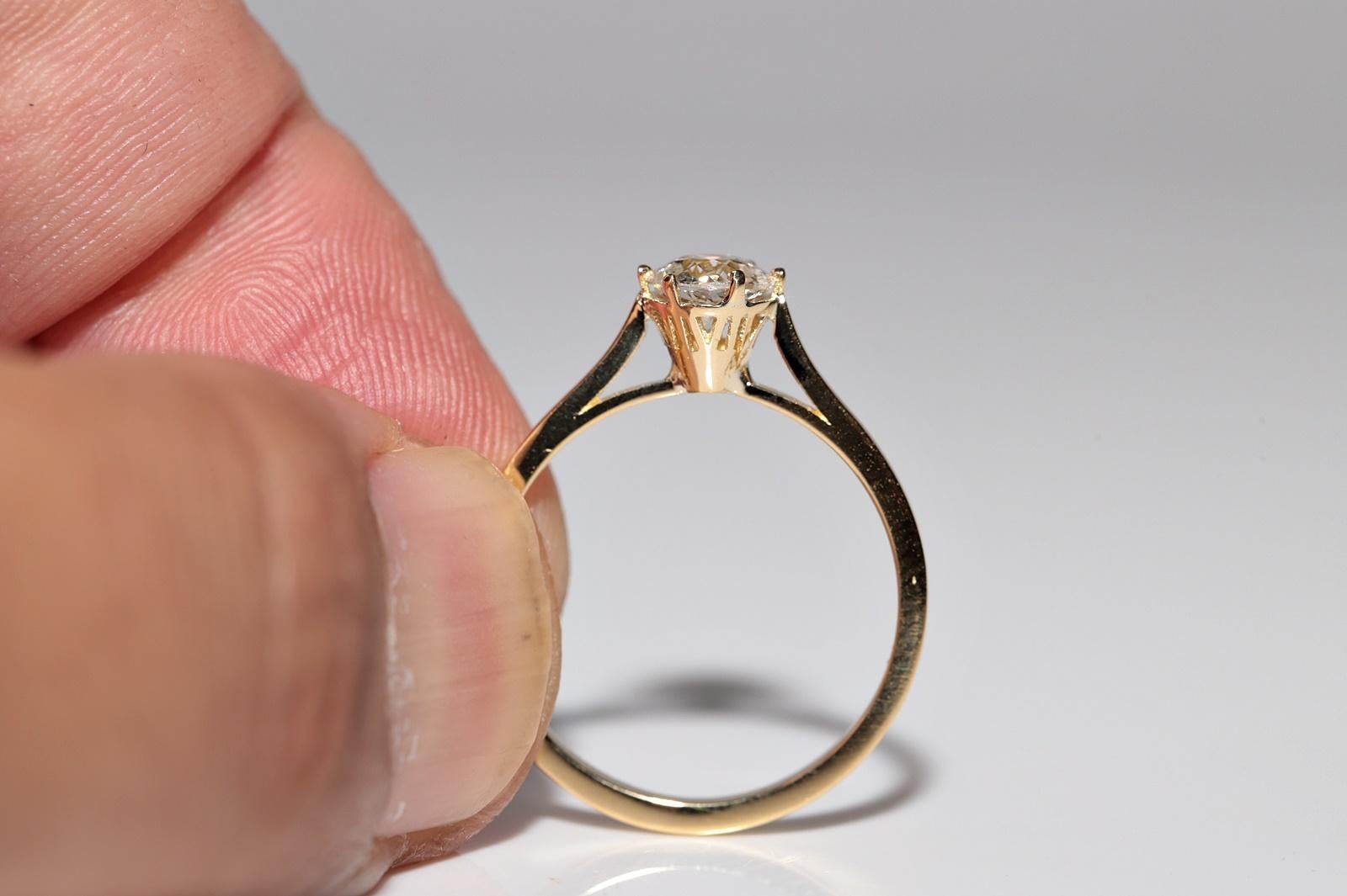 18k Gold New Made Natural Old Cut Diamond Decorated Solitaire Wedding Ring For Sale 1