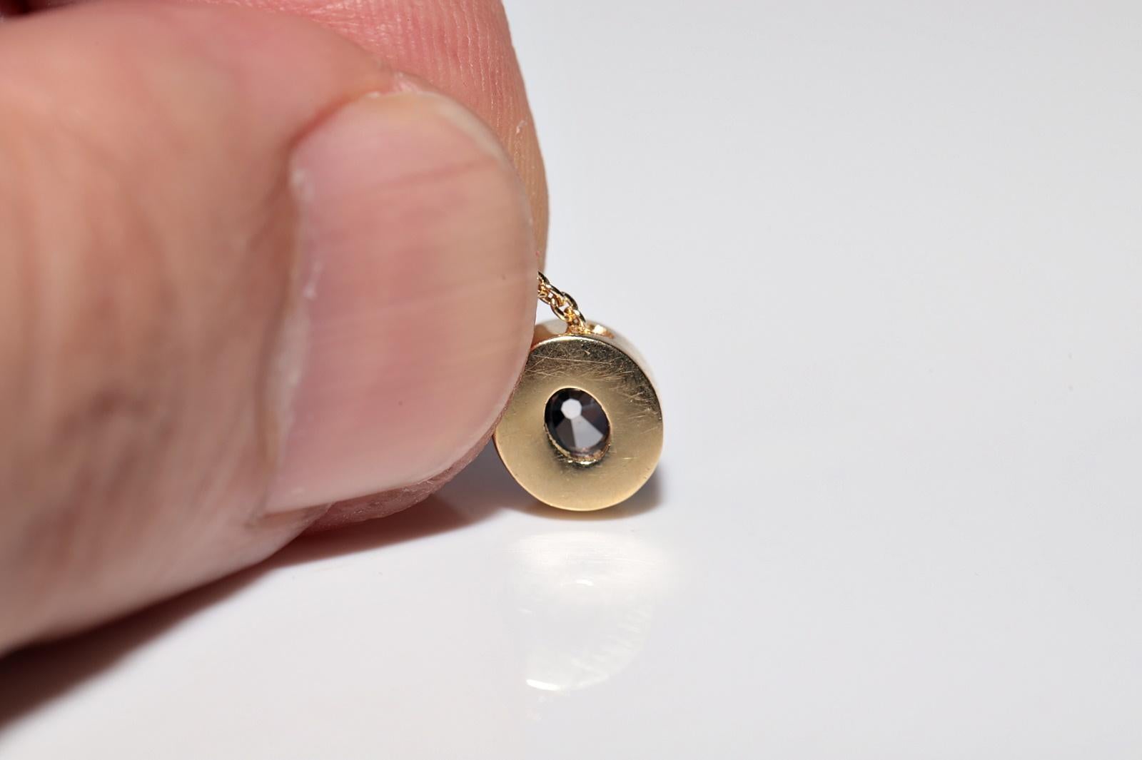 18k Gold New Made Natural Old Cut Diamond Pendant Solitaire Necklace For Sale 5