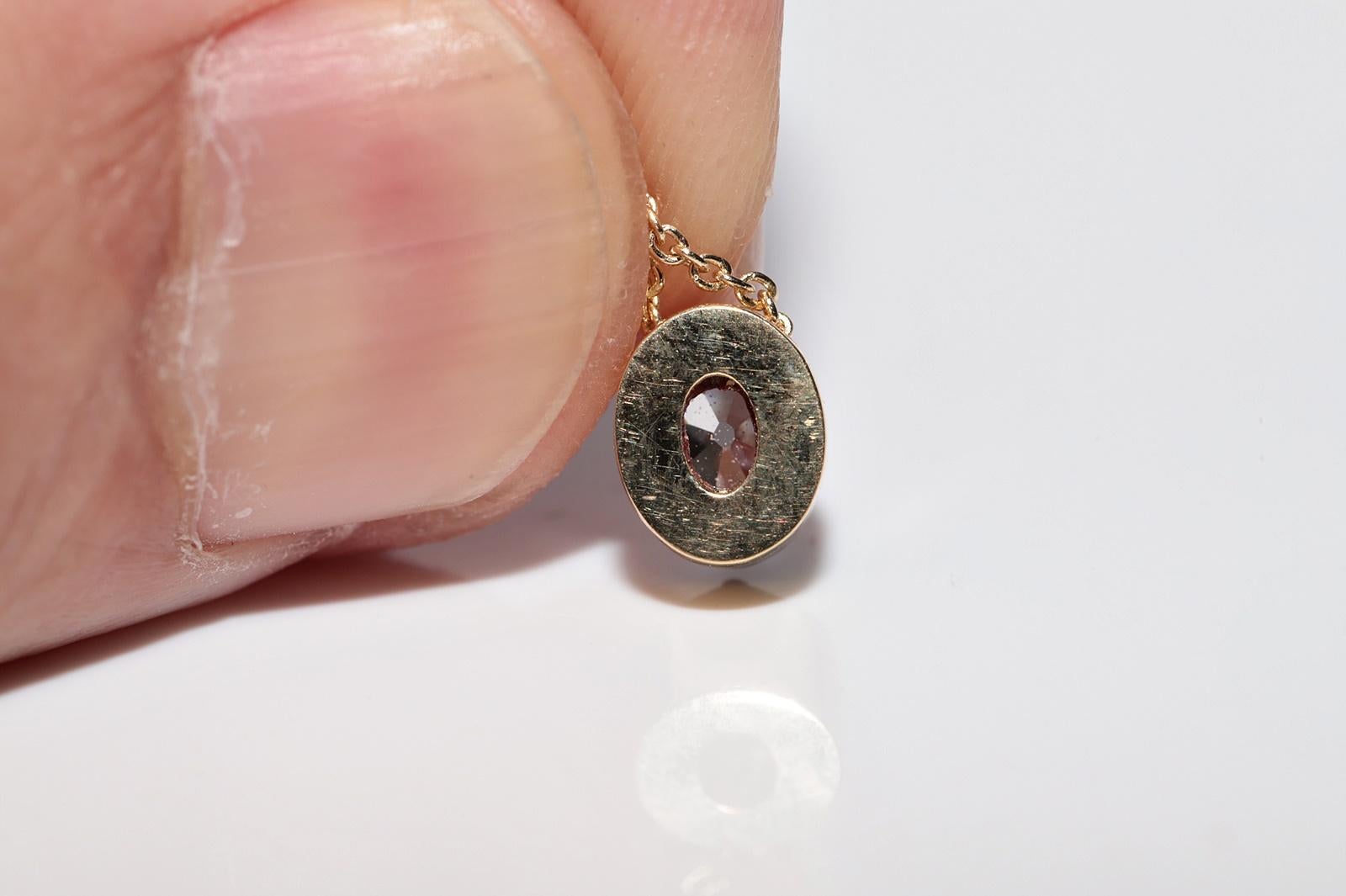 Collier solitaire en or 18 carats de fabrication naturelle avec diamants taille ancienne en vente 7