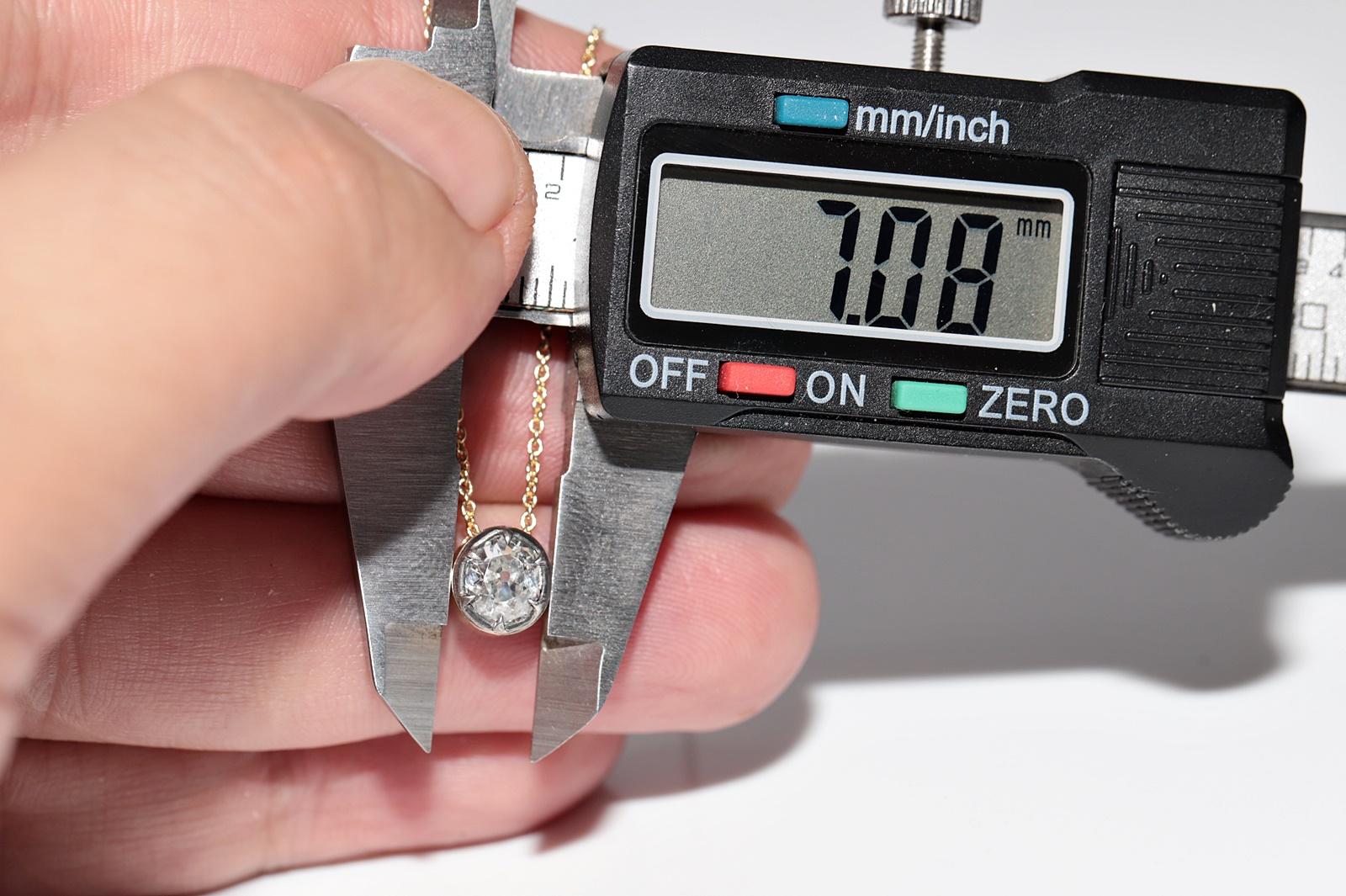 Collier solitaire en or 18 carats de fabrication naturelle avec diamants taille ancienne en vente 8