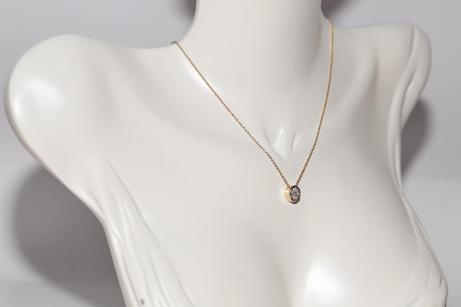 18k Gold New Made Natural Old Cut Diamond Pendant Solitaire Necklace In New Condition For Sale In Fatih/İstanbul, 34