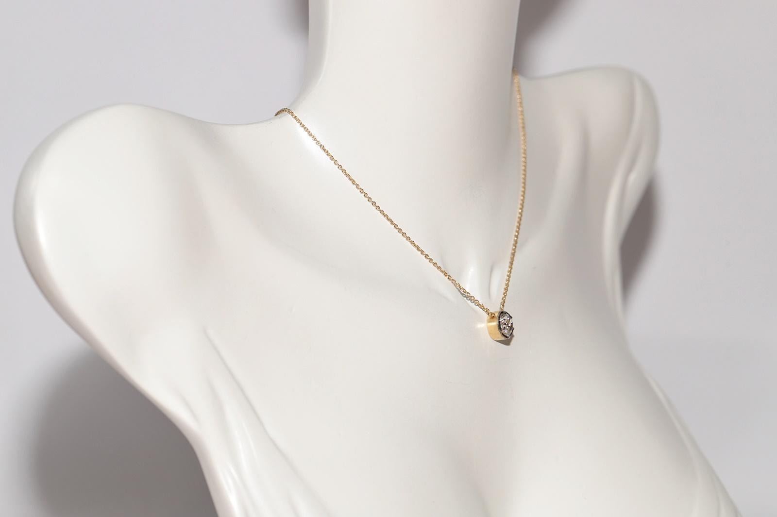Collier solitaire en or 18 carats de fabrication naturelle avec diamants taille ancienne Neuf - En vente à Fatih/İstanbul, 34