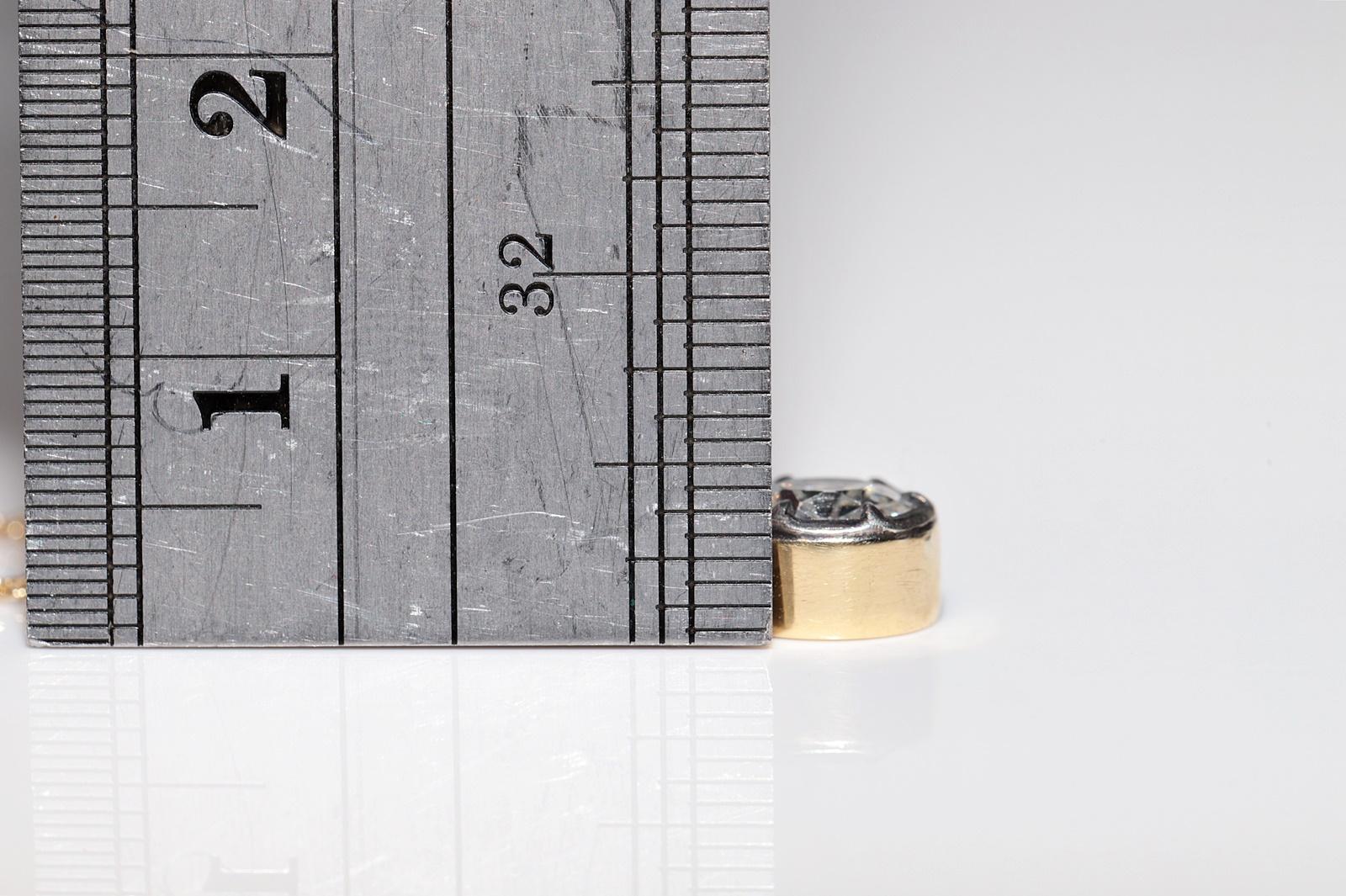 Collier solitaire en or 18 carats de fabrication naturelle avec diamants taille ancienne en vente 3