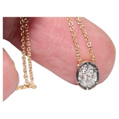 18 Karat Gold Neu hergestellte natürliche Solitär-Halskette mit Diamant-Anhänger im Altschliff