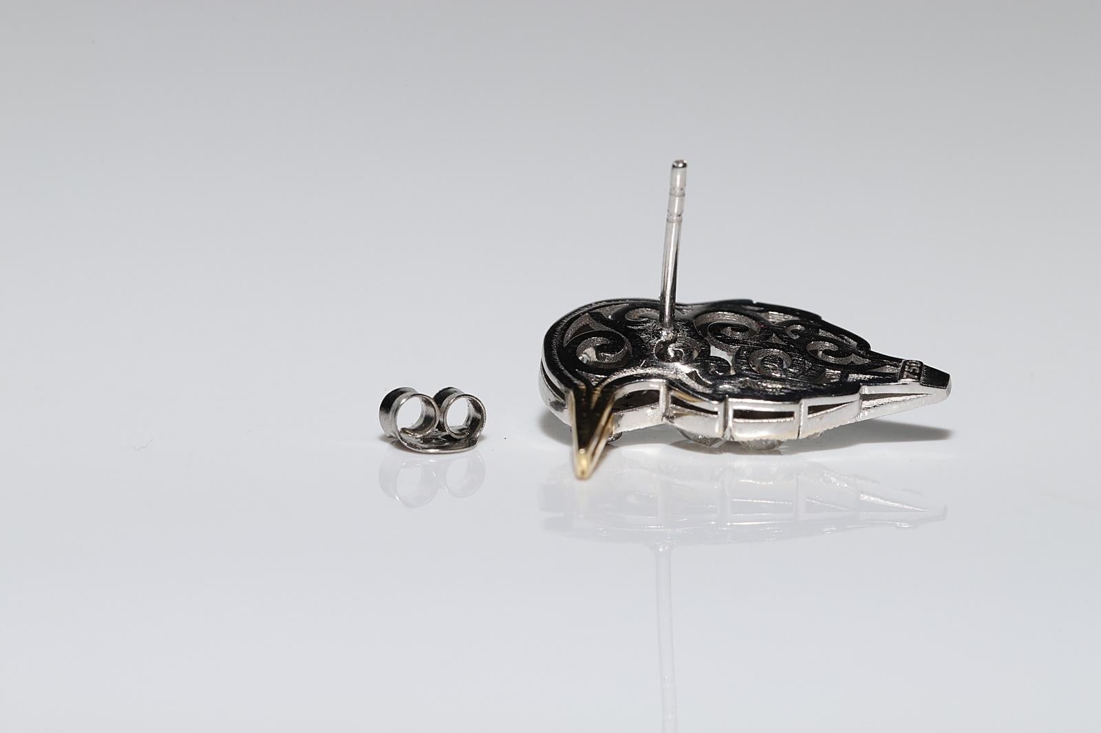 Boucle d'oreille oiseau en or 18K New Made Natural Old Mine Cut Diamond and Ruby Decorated Bird Earring en vente 8