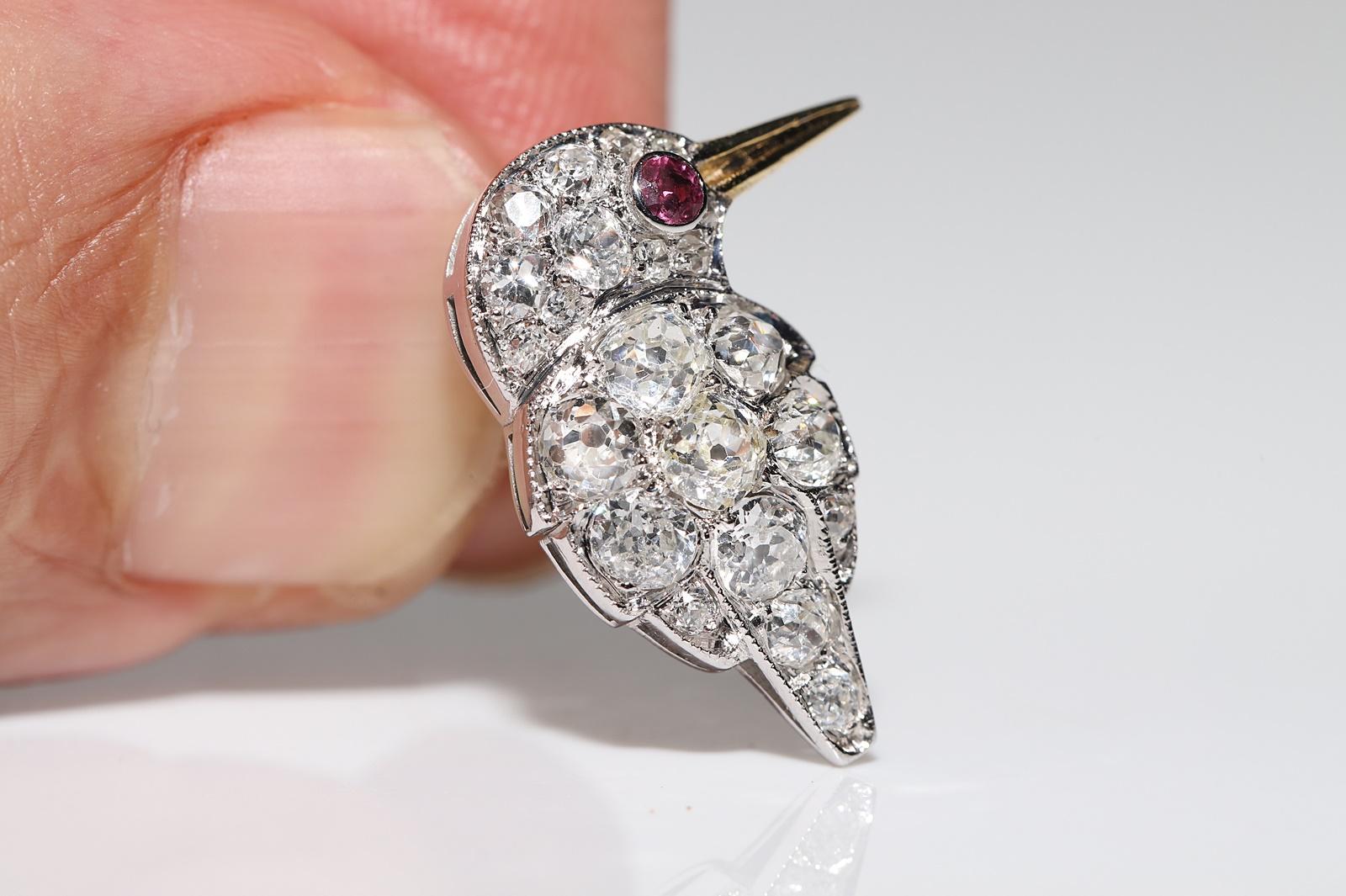 Boucle d'oreille oiseau en or 18K New Made Natural Old Mine Cut Diamond and Ruby Decorated Bird Earring Neuf - En vente à Fatih/İstanbul, 34