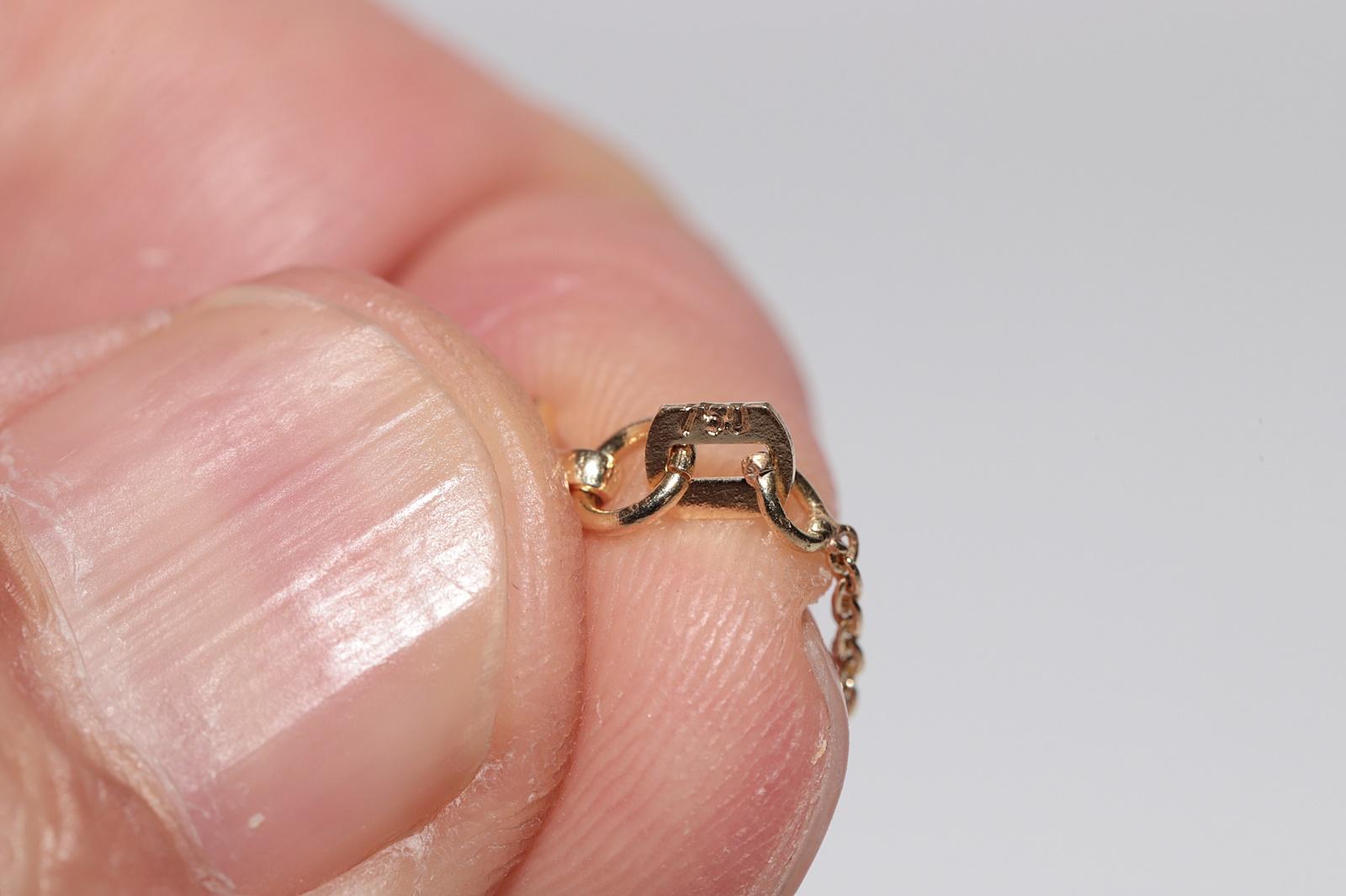 18k Gold New Made Natural Pear Cut Rose Cut Diamond Anhänger Solitaire Halskette im Angebot 3