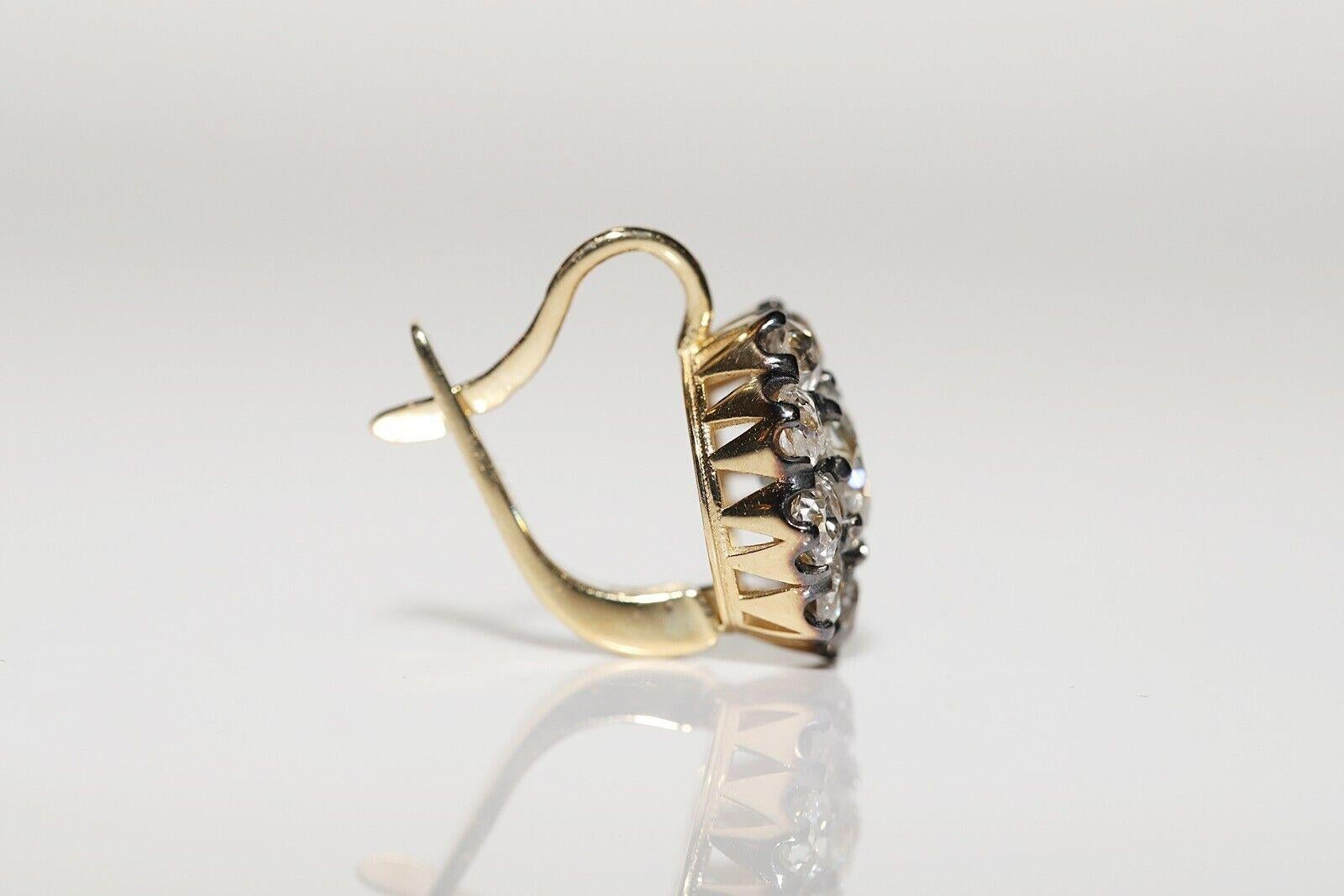 18k Gold Newmade Handcrafted Natural Diamond Decorated Earring For Sale 1