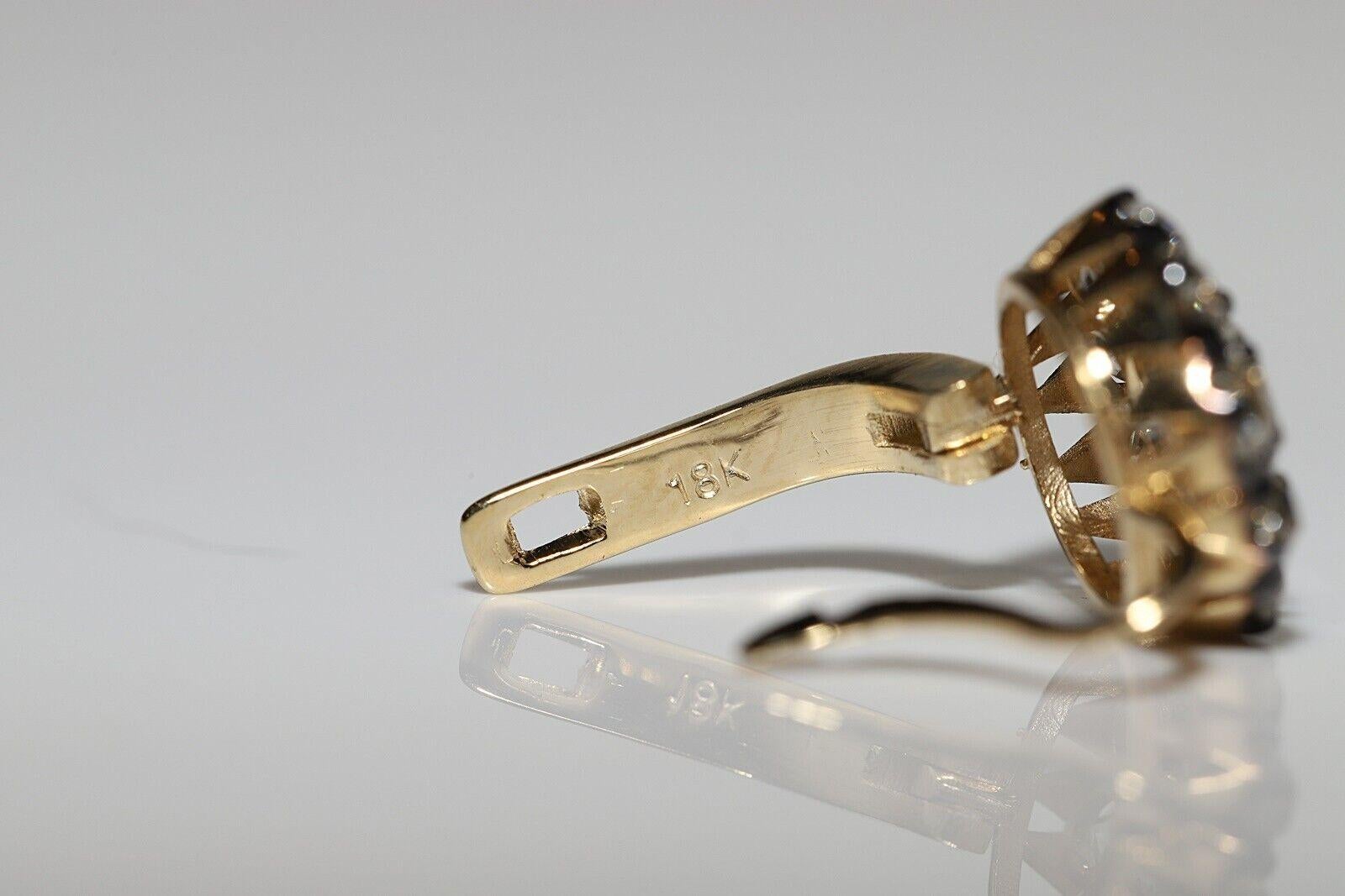 18k Gold Newmade Handcrafted Natural Diamond Decorated Earring For Sale 2