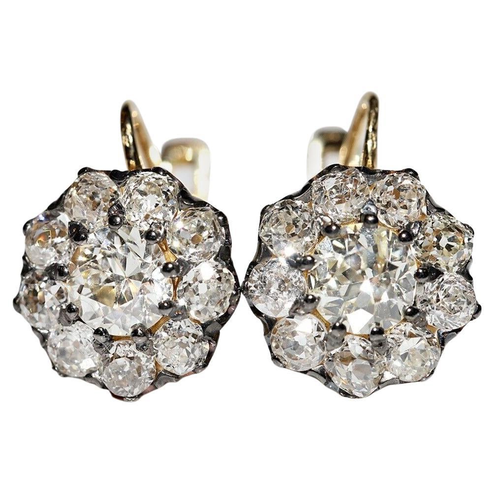 Boucle d'oreille en or 18k Newmade Handcraft décorée de diamants naturels