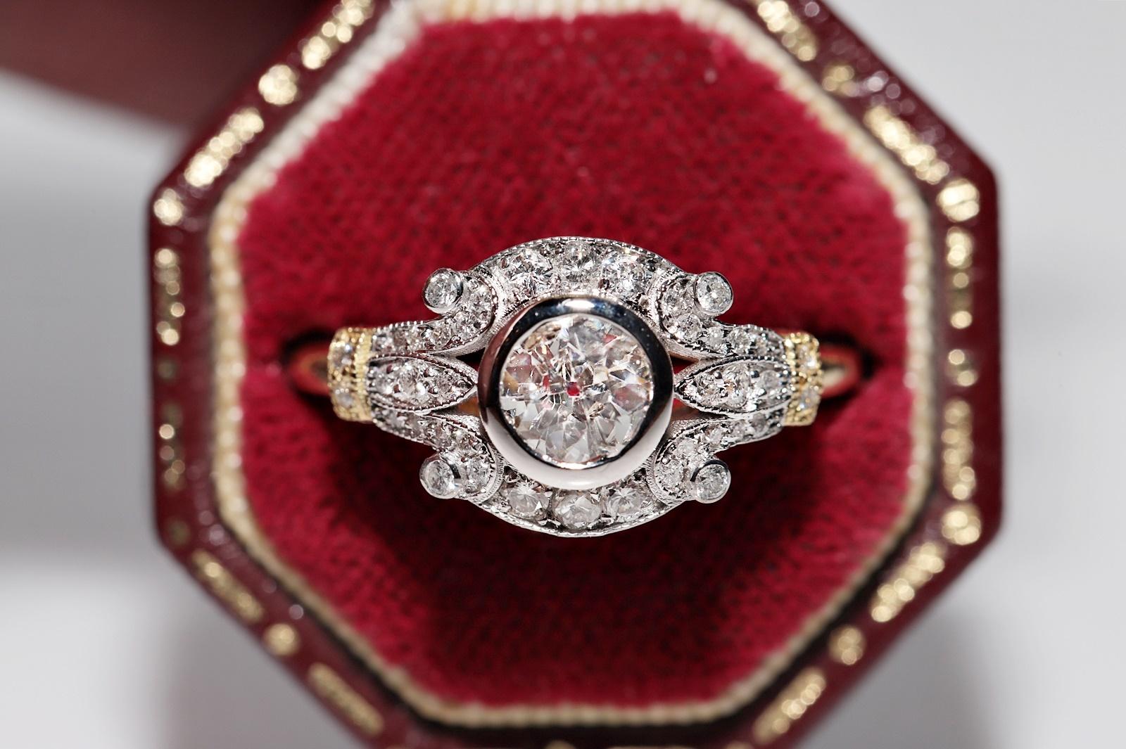 18k Gold New Made Natural Diamond Decorated Ring For Sale 9