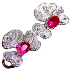 Orecchini in oro 18 carati senza calore con rubino da 1,90 carati e diamante da 0,80 carati