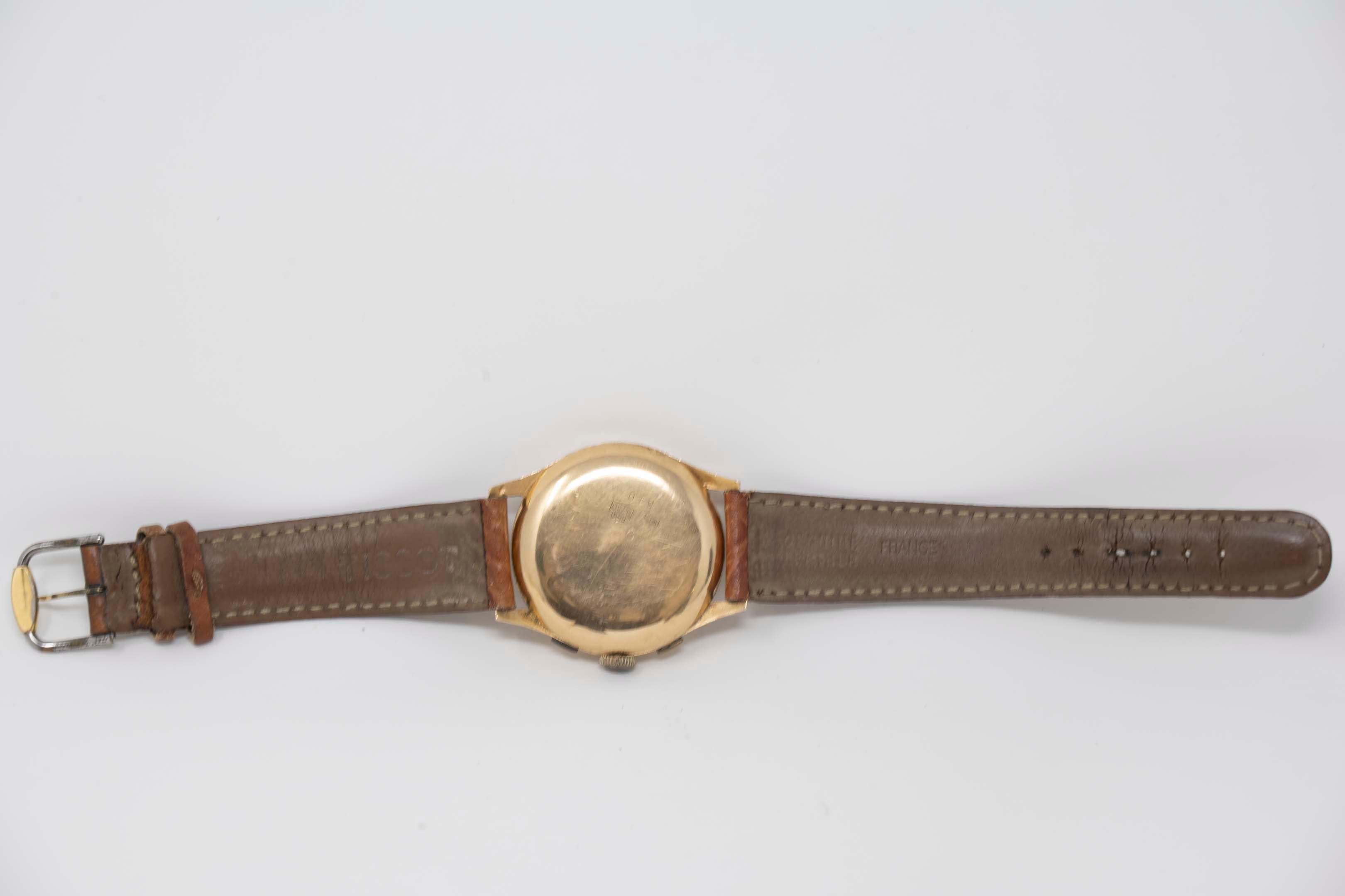 18k Gold NorMana Chronograph Men's Watch In Good Condition For Sale In Montreal, QC