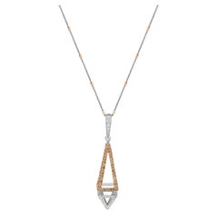  18k Gold Obelisk Necklace with White Diamonds and Champagne Diamonds