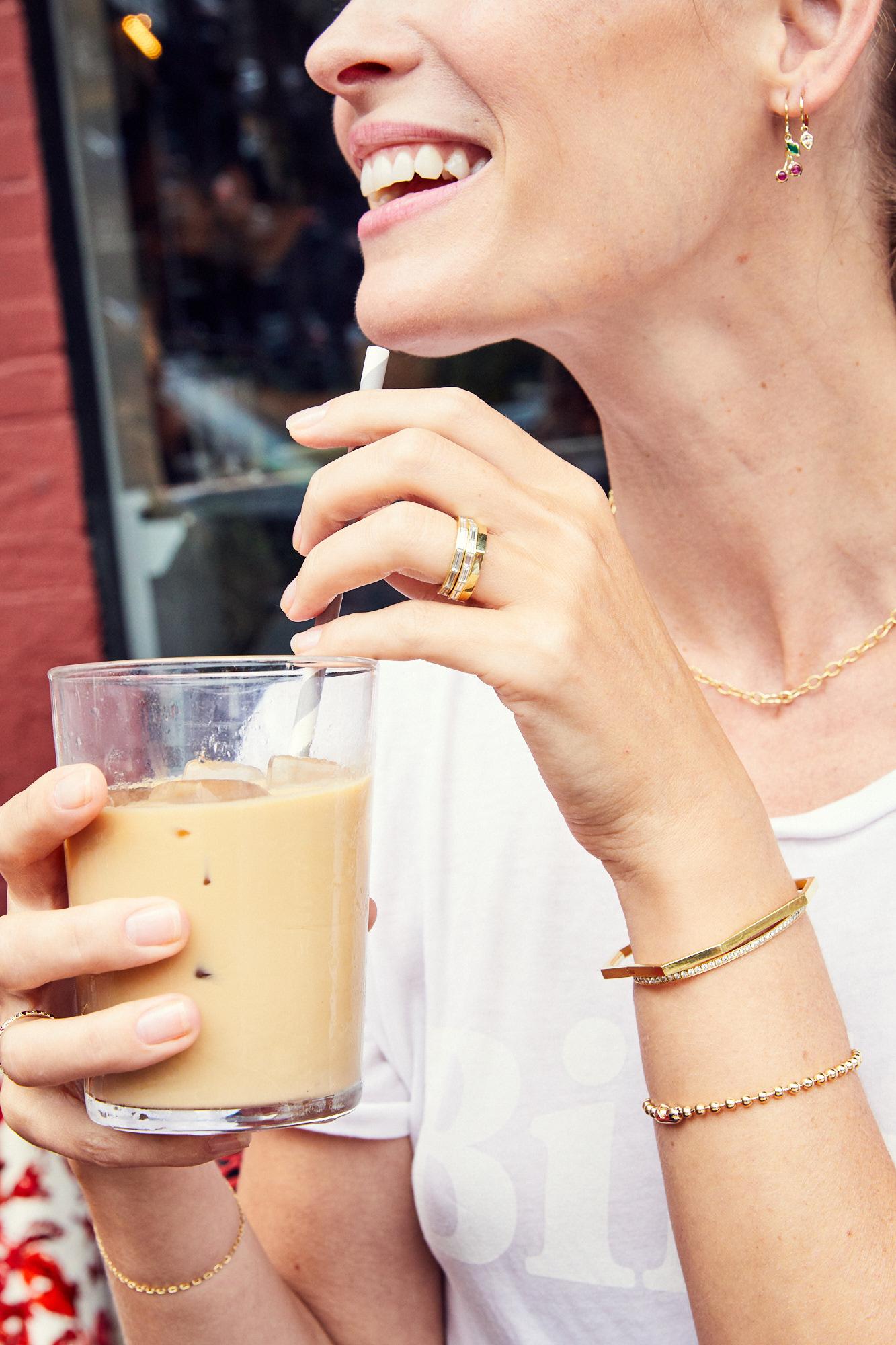 This 18k yellow gold bangle has the illusion of being seamless with it's hinged closure and invisible lock. It's a great weight and a unique shape. You'll love wearing it.

18k solid gold
2.25
